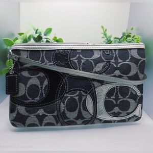 Coach Large Denim Wristlet EUC